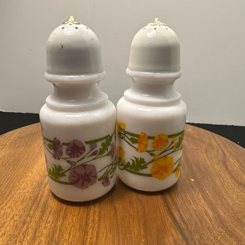 Floral White Ceramic Salt and Pepper Shakers